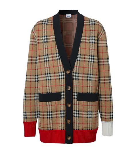 burberry tb cardigan|burberry check wool cardigan.